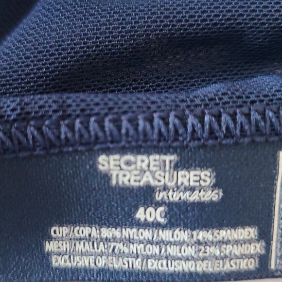 SECRET TREASURES INTIMATE MESH RACERBACK  FRONT-CLOSE T-SHIRT BRA /SIZE 40C NAVY - Picture 6 of 9